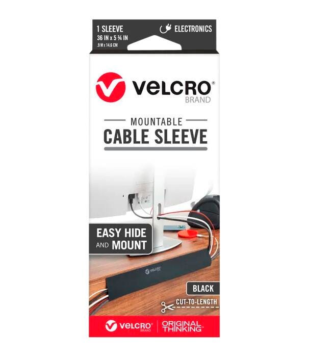 Velcro Mountable Cut-To-Length Cable Sleeves, 36 Inches, Black, Pack of 2 Item Number, 2096517